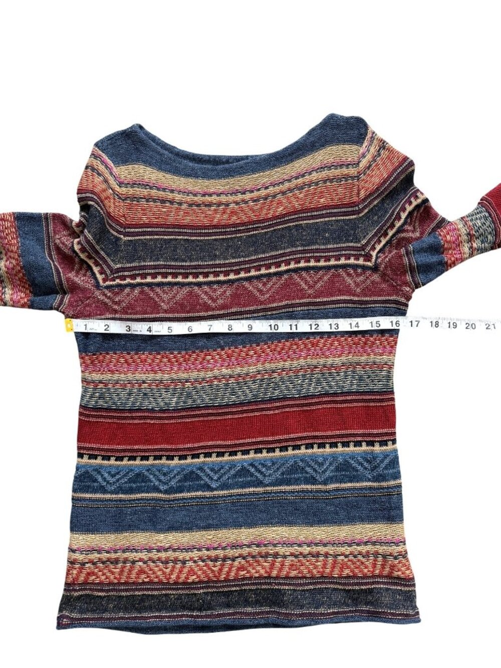 Lauren Ralph Lauren Womens Size PM Striped Knit Top Linen Cotton Boho Sweater - Picture 5 of 7